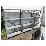 Three metal shelves