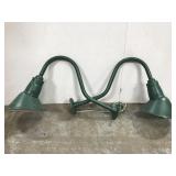 Two industrial metal garage lights