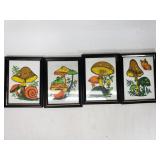 4 framed mushroom art