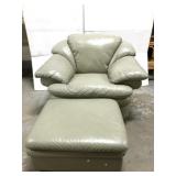 Leather oversized chair and rolling ottoman