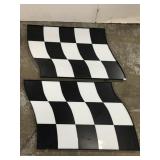 Pair of checkered flag signs
