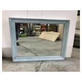 Large Blue wood framed mirror