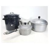 Enamal and hammered pot lot