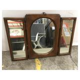 Small wood folding mirror