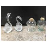 Glass swans and hearts