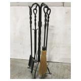 Heavy wrought iron style fireplace set