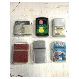 Six vintage butane lighters