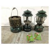 Two Coleman lanterns & heater