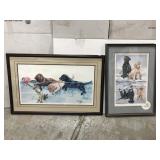 Pair of signed dog art prints by KM Hoffman