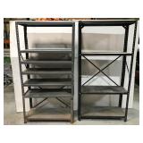 Two metal shelving units