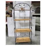 Wicker shelf baker rack