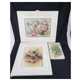 Floral art in white washed frames