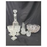 Glass decanter, bowl and cups
