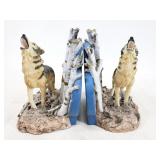2 wolf book ends