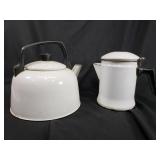 2 enamal ware kettles