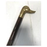 Vintage brass duck cane w/ hidden whiskey vial