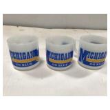 Set of three vintage Michigan Wolverines mugs