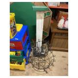 Metal Planter And Wooden Pedestal