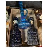 Bonded Beam Glass Decanters Blue