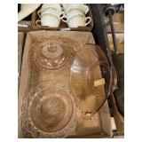 Pink Depression Glass Serving Dishes Open Lace