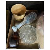 Slag Glass Decanter Candy Dish Vase
