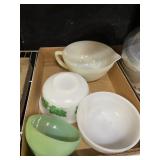 Milk Glass Mixing Bowls And Jadeite Fire King