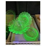 Uranium Glass Serving Dishes Bowls Vase