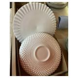 White Milk Glass Hobnail Cake Platter Serving