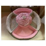 Princeton Pottery Pink Beige Divided Chip And Dip