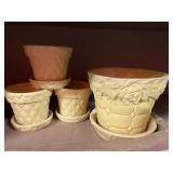 Four Mccoy Pottery Yellow Vases