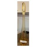 Amber Orange Swung Glass Vase 11.5 Inches