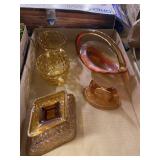 Orange Glass Chicken On Nest Top Sugar Bowl