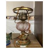 Cranberry Glass Hurricane Lamp Missing Shade