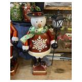 Snowman metal lights up about 4ft tall on platform