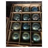 12 Shiny Brite Christmas Ornaments Teal In Box