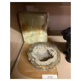 Marble Paperweight And Stone Geode