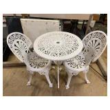 White Metal Patio Set Table And Two Chairs