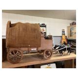 Wooden Covered Wagon With Horses