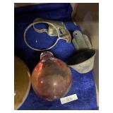 Vintage Red Glass Fire Extinguisher With Two