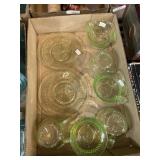 Green Uranium Glass Cup And Plate Set