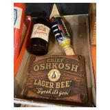 Chief Oshkosh Lager Beer Sign And Kingsbury Glass