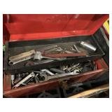 wrenches, assorted in metal toolbox