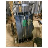 golf clubs and cart