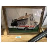 red and white vintage chevy? car picture