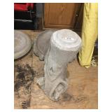 concrete bird bath with bunny designs