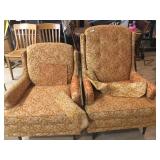 2 orange fabric chairs  (momma and papa chairs)