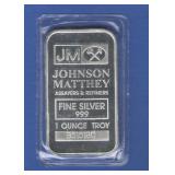 1 oz. Johnson Matthey Silver Bar