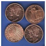 (4) 1/4 oz. Copper Rounds