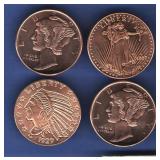 (4) 1/4 oz. Copper Rounds