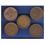 (5) Indian Head Cents (5) Indian Head Cents